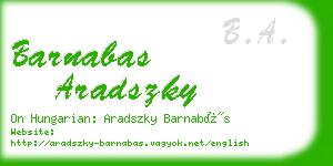 barnabas aradszky business card